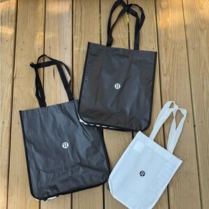 Set of 3 Lululemon Black and White Tote Bags (2 Large 1 Small)